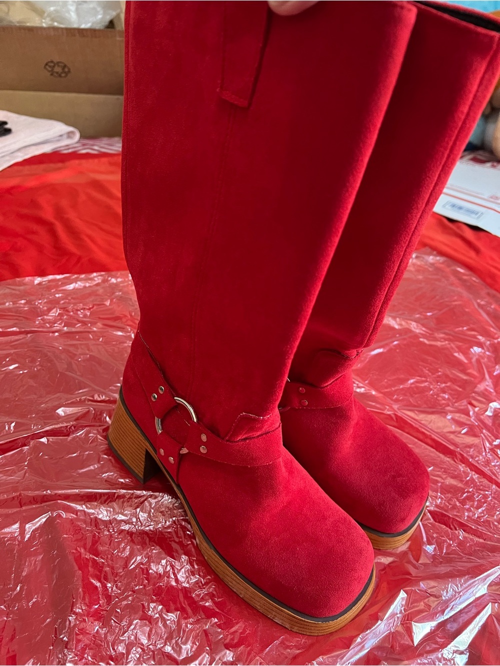 Red Suede Boots for Women EU size 36 U.S size 6